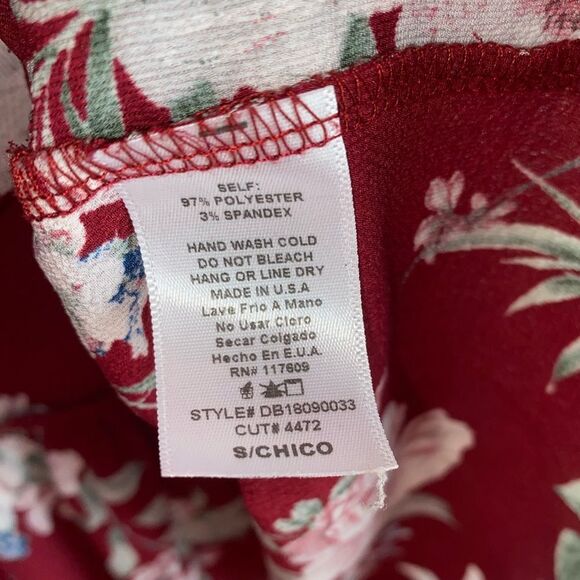 Downeast Burgundy Floral Peplum Top – Size S - Picture 4 of 8